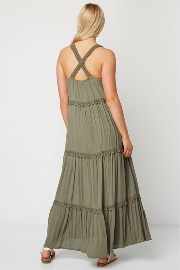 Tiered Lace Trim Maxi Dress 14051540
