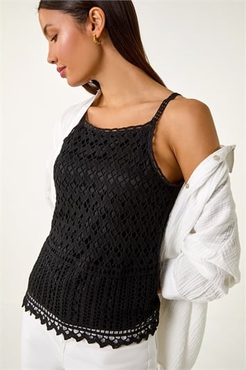 Cotton Crochet Halter Neck Vest Top