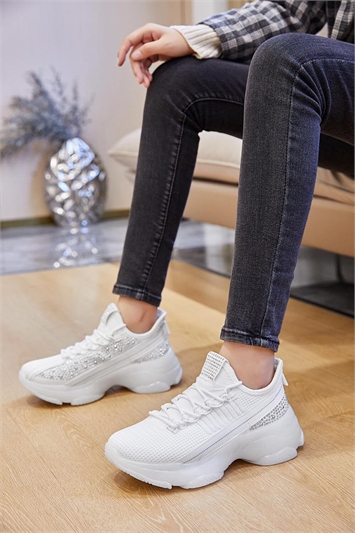 White Chunky Sport Embellished Trainer