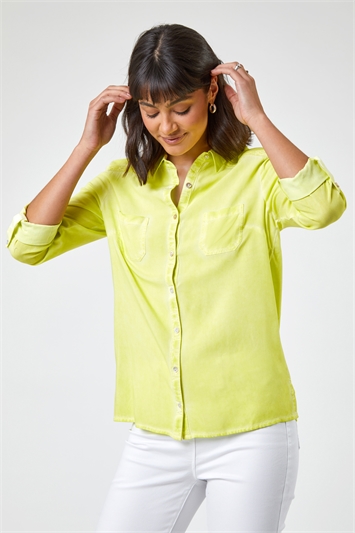 Lime Washed Button Through Sequin Shirt, Image 5 of 5