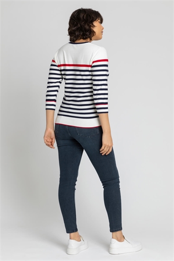Ivory Heart Embroidered Stripe Print Jumper, Image 2 of 5