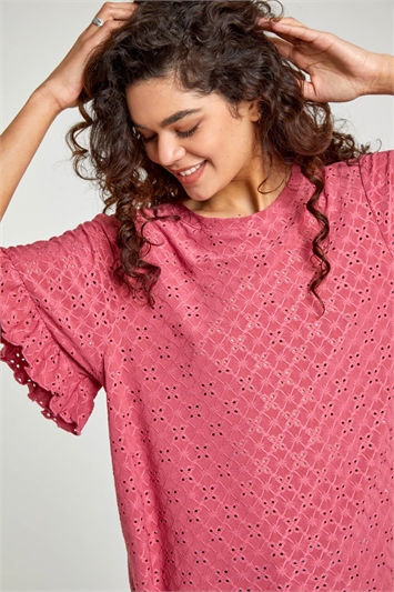 Multi Frill Sleeve Broderie Top