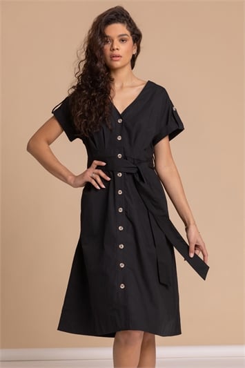 Cotton Belted Midi Shirt Dressand this?