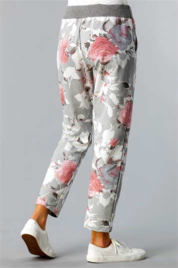 Light Grey Floral Print Lounge Joggers, Image 2 of 4