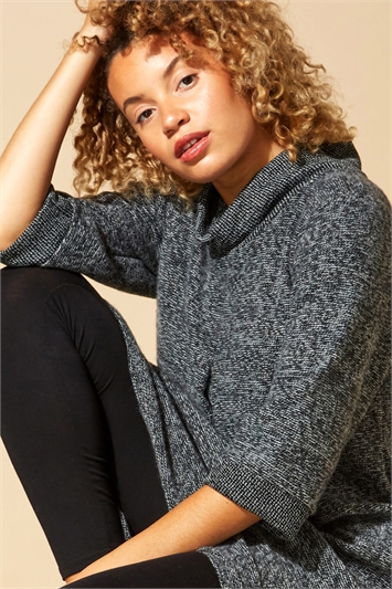 Tweed Cowl Neck Pocket Dress