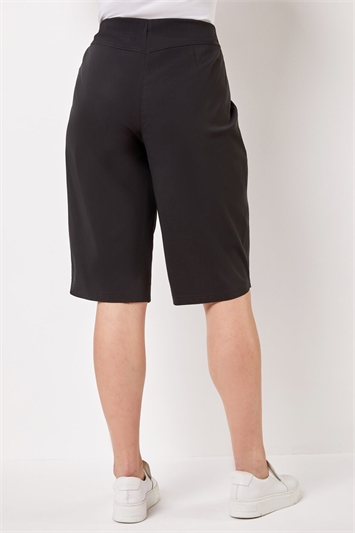 Black Curve Knee Length Stretch Shorts, Image 3 of 5
