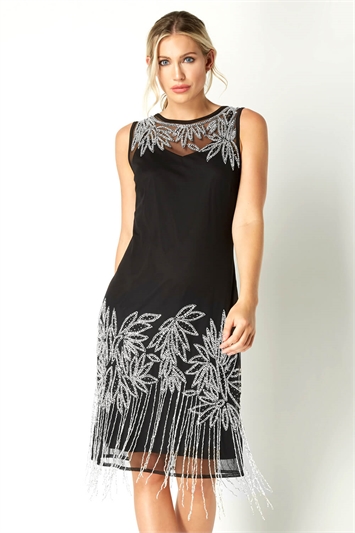 Black Embellished Flapper Dress, Image 2 of 5