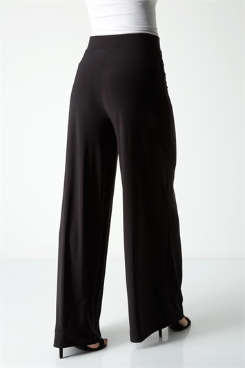 Black Wide Leg Stretch Trousers, Image 2 of 3