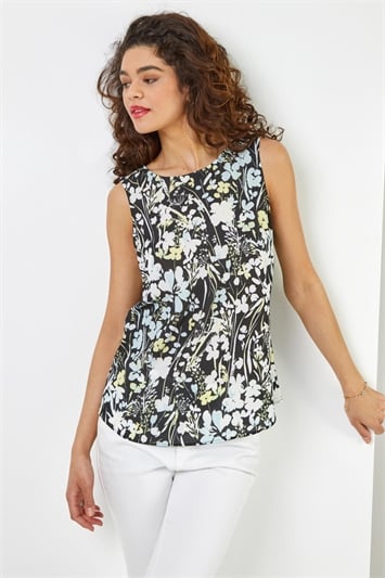 Contrast Floral Print Vest Topand this?