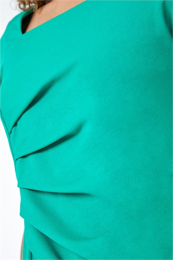 Green Petite Ruched Side Midi Dress, Image 5 of 5