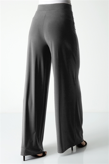Grey Wide Leg Stretch Trousers, Image 2 of 2
