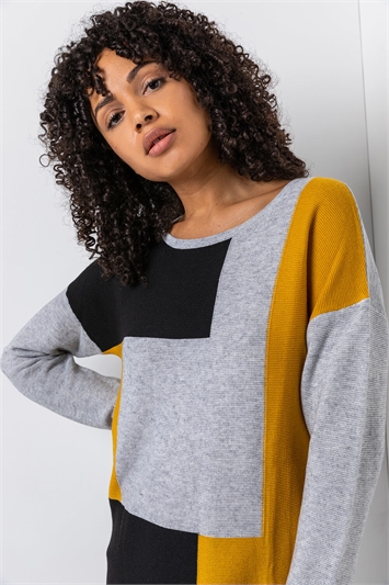 Amber Colour Block Ribbed Jumper, Image 4 of 5