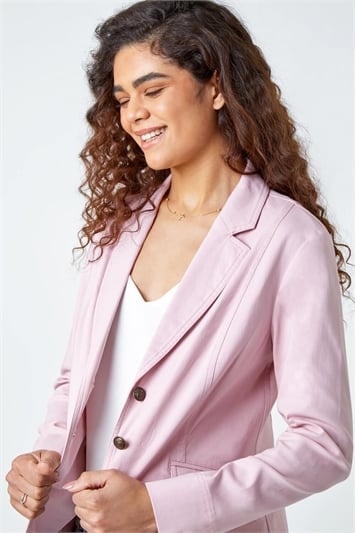 Pink Stretch Button Detail Blazer