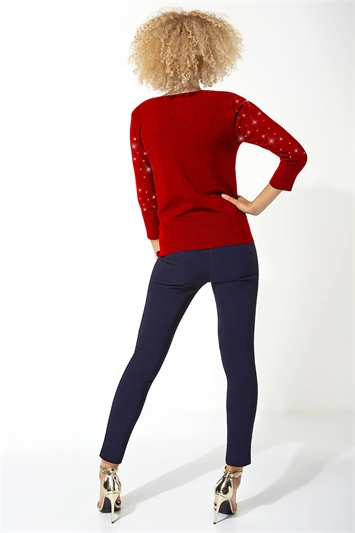 Red Diamante Studded Jumper, Image 3 of 5