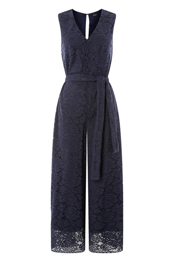 Lace Jumpsuit in Navy Blue - Roman Originals UK