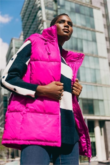 Pink Patent Hooded Gilet