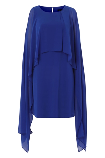 Chiffon Cold Shoulder Sleeve Dress in Royal Blue - Roman Originals UK