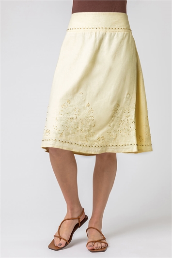 Lemon Sequin Embellished A-Line Skirt