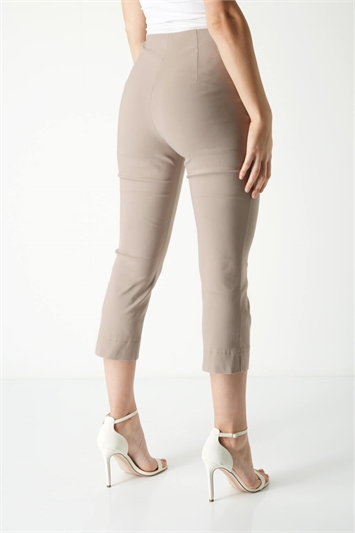 Taupe Cropped Stretch Trouser, Image 2 of 5
