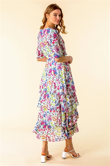 Multi Frill Detail Floral Print Dress, Image 2 of 4