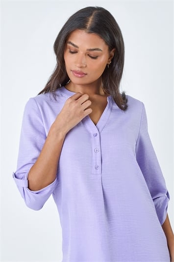 Purple Longline Button Tunic Top