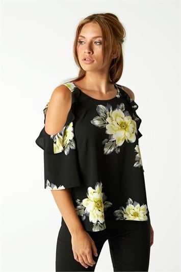 Floral Cold Shoulder Frill Topand this?