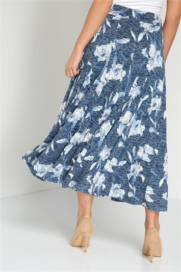Floral Burnout Print Skirt in Grey - Roman Originals UK