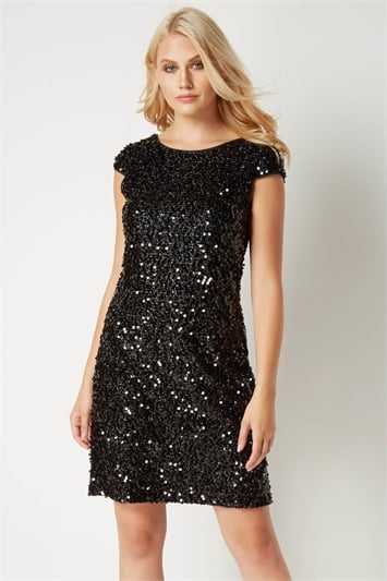 roman black sequin dress