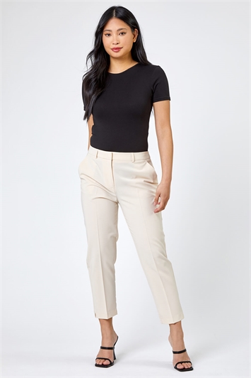 Natural Petite Smart Tapered Trouser, Image 3 of 5