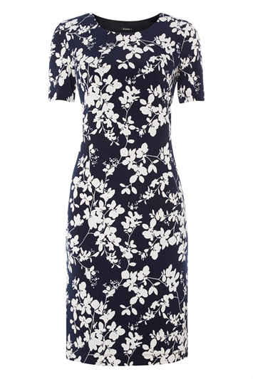 Floral Print Bodycon Dress in Navy - Roman Originals UK