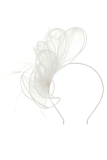 Ivory Loop and Feather Organza Fascinator 