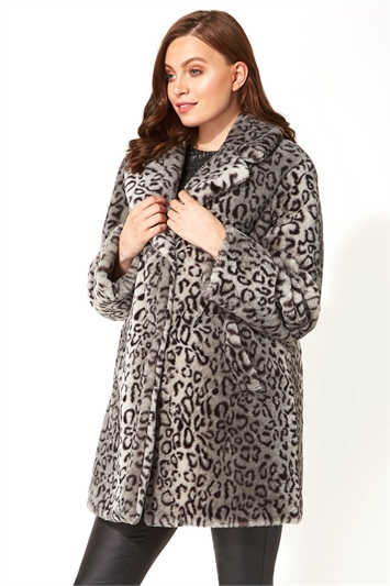 Kleidung & Accessoires BNWT Next Grey Animal Print Faux Fur Winter Coat  Jacket 4-5 Years Mädchen LA2719756