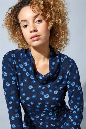 Floral Cowl Neck Dress