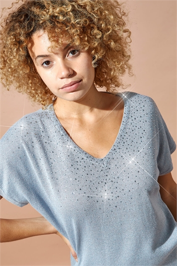 Silver Scatter Hotfix Knitted T-Shirt