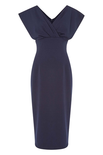 Navy Cross Front Fitted Dress, Image 5 of 5
