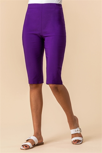 Purple Stretch Knee Length Shorts