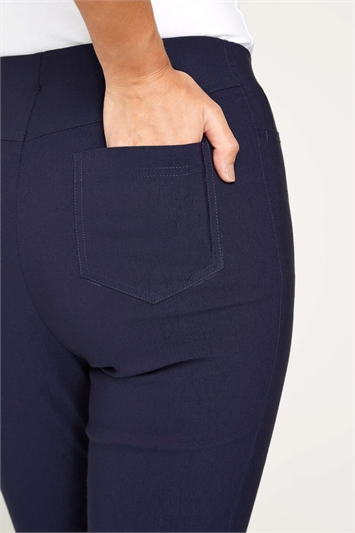 Navy 3/4 Length Stretch Trouser, Image 3 of 4
