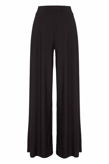 Black Wide Leg Stretch Trousers, Image 3 of 3