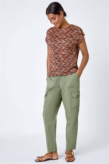 Brown Textured Stretch Knit Jersey T-Shirt