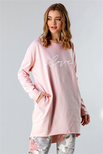 Light Pink Foil Love Print Lounge T-Shirt, Image 1 of 4