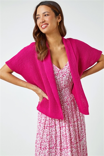 Pink Relaxed Knitted Shrug