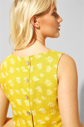 Ochre Button Back Printed Shift Dress, Image 4 of 4