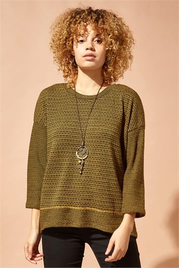 Amber Textured Top with Necklace