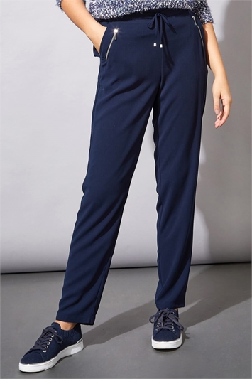 Blue 27 Inch Tie Front Jogger