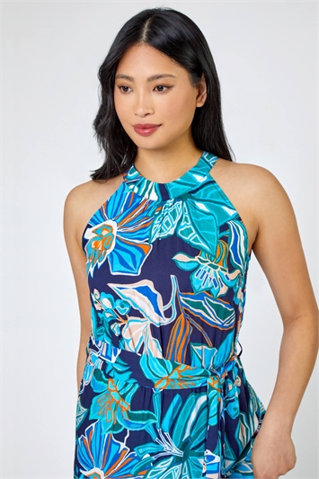 Blue Petite Floral Print Tiered Dress, Image 4 of 5