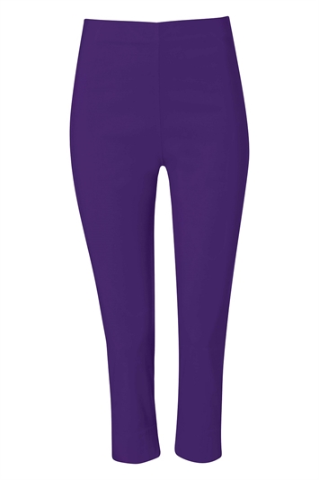 Purple Cropped Stretch Trouser, Image 4 of 4