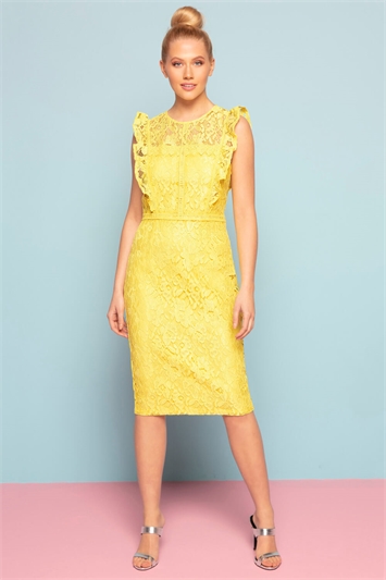 Yellow Lace Ruffle Dress