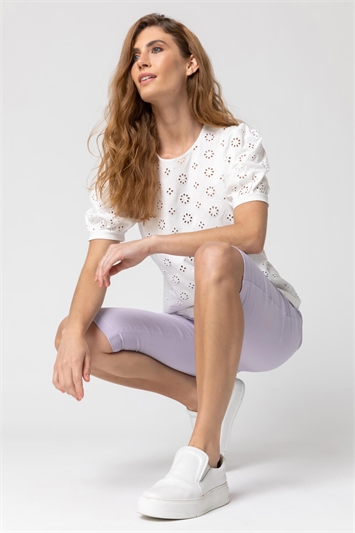 Lilac Knee Length Stretch Shorts, Image 4 of 4
