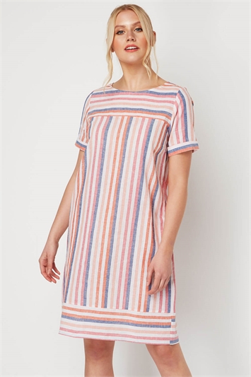 Multi Coloured Striped Linen Tunic