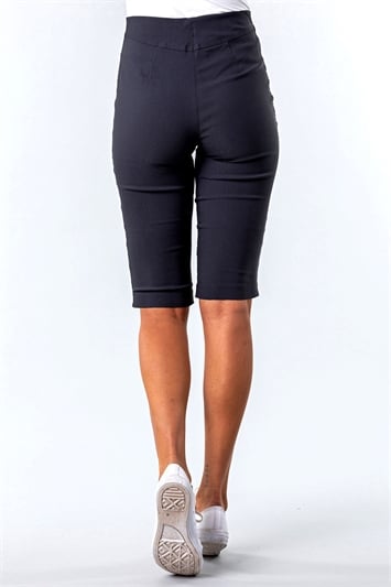 Dark Grey Knee Length Stretch Shorts, Image 2 of 4